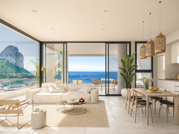 A prime location between the Calpe, the Isea Views residential complex offers unparalleled luxury. Its open floor plan seamlessly integrates a modern kitchen with the living room.