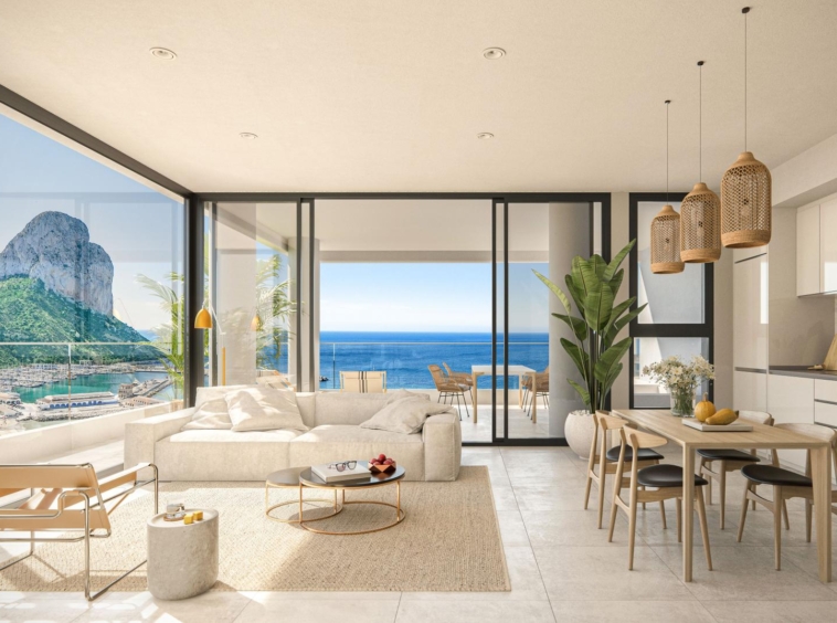 A prime location between the Calpe, the Isea Views residential complex offers unparalleled luxury. Its open floor plan seamlessly integrates a modern kitchen with the living room.